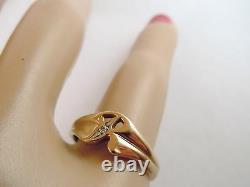 100% Genuine 9k Solid Yellow Gold R Letter Signet Ring wt Diamond Size 5.5 or L