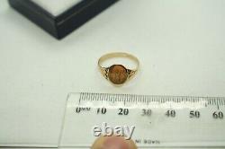 100% Genuine Vintage 9k Solid Yellow Gold Engraved BG Signet Ring Size 8 or Q