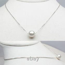 11-12mm Round White Genuine South Sea Cultured Pearl Necklace 18K White Gold 16