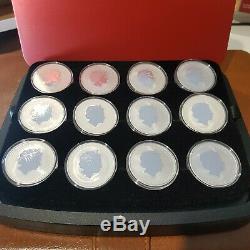 12 x Perth Mint Lunar Series 2 Full Set 1 oz Gilded Silver Coins Original case