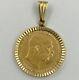 14k Yellow Gold Framed 1912 Australian Corona Coin Pendant For Necklace