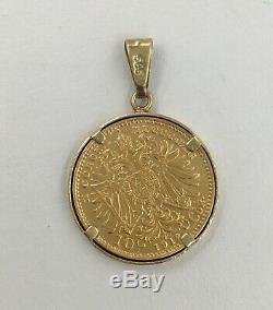 14K Yellow Gold Framed 1912 Australian Corona Coin Pendant For Necklace