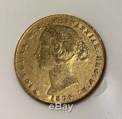 1864 Australia GOLD Coin Queen Victoria 1 Sovereign Wreath Crown NGC Antique