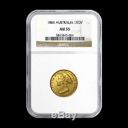 1866 Australia Gold Sovereign Victoria AU-55 NGC SKU#187534