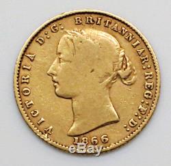 1866 (Sy) Australia Half Sovereign Gold Coin F- Sydney Mint RARE KM# 3
