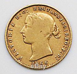 1866 (Sy) Australia Half Sovereign Gold Coin F- Sydney Mint RARE KM# 3