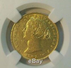 1867 Australia Queen Victoria Gold Sovereign Ngc Au-58