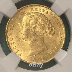 1867 Queen Victoria NGC MS 60. Very Rare Graded Australia Sydney Mint. Luster+++