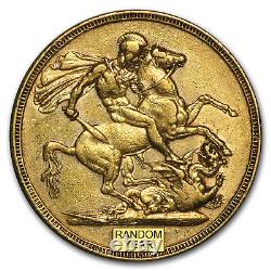 1872-1887-M Australia Gold Sovereign Young Victoria Avg Circ SKU #71214