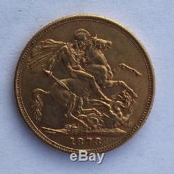 1873S Young Head Australia Gold Sovereign Saint George Reverse
