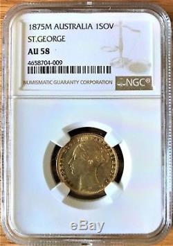 1875M Australian Gold Sovereign NGC AU58