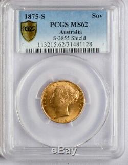 1875-S AUSTRALIA GOLD SOVEREIGN. PCGS MS 62. Near top pop