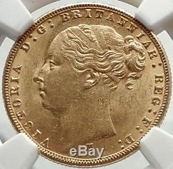 1876 AUSTRALIA UK Queen VICTORIA Sovereign GOLD Australian Coin NGC MS 62 i70402