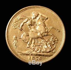 1876 S Gold Australia Dragon Slayer Sovereign Extra Fine