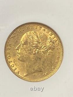 1877-M Australia Gold 1 SOV Sovereign St. George Young Head Horse MS 60