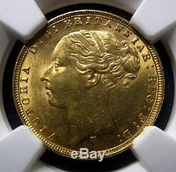 1877-m Australia 1 Gold Sovereign Ngc Ms-62 St. George Unc Bu Trusted