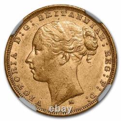 1879-M Australia Gold Sovereign Young Victoria AU-58 NGC SKU#270357