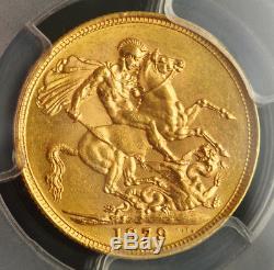 1879-M, Australia, Queen Victoria. Beautiful Gold Sovereign Coin. PCGS MS-62