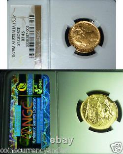 1879 M Melbourne Sovereign Gold coin Australia, Queen victoria NGC certified