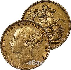1880 M Australia Gold Sovereign Coin Nice