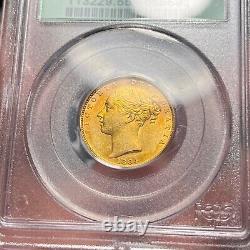 1884-S AU55 PCGS OGH Toned Australia Gold Sovereign Shield Reverse Nice Coin
