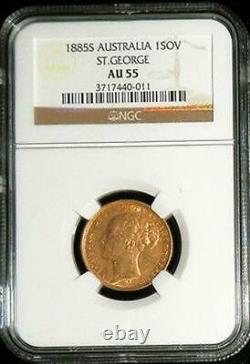 1885 S Gold Australia Dragon Slayer Sovereign Ngc About Uncirculated 55