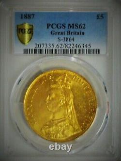 1887 Queen Victoria £5 five pound gold coin PCGS MS62