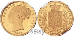 1887-s Australia Elizabeth II Gold Shield Sovereign Ngc Ms63 Proof Like