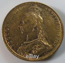 1889-M Melbourne Queen Victoria Jubilee Head British Full Sovereign Gold
