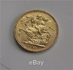 1890-S Australia gold Sovereign coin Victoria Jubilee Sydney mint die break