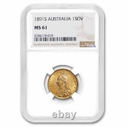 1891-S Australia Gold Sovereign Victoria Jubilee MS-61 NGC SKU#258596