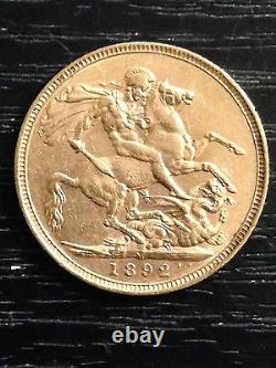 1892 M Sovereign Queen Victoria Jubilee Head Gold coin St George Melbourne