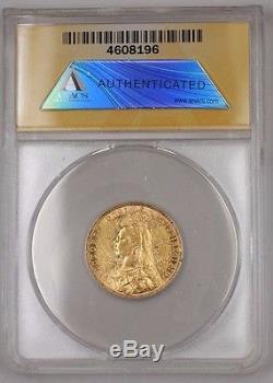 1893-M Australia Sovereign Gold Coin Jubilee ANACS AU-50
