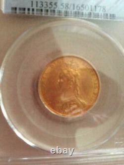 1893 Melbourne Jubilee Gold Sovereign PCGS AU 58 CV $1050