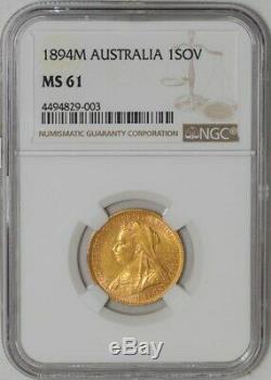 1894M Australia Sovereign MS61 NGC. 2354 AGW 937654-2
