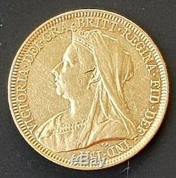 1894 Australian Gold Sovereign Coin Queen Victoria Veil Head 91.67% Gold