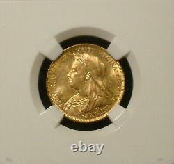 1895 M AUSTRALIA Queen Victoria Gold Sovereign NGC MS 62 Veiled Head