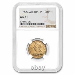 1895-M Australia Gold Sovereign Veil Head Victoria MS-61 NGC SKU#237980