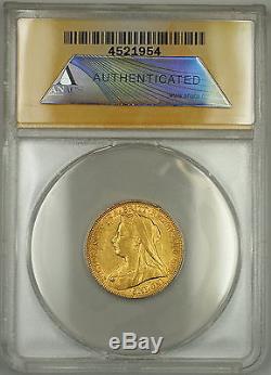 1896-S Australia Sovereign Gold Coin ANACS AU-50