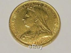 1896-m Gold Full Sovereign Coin Australia Melbourne Mint Very Nice B/o
