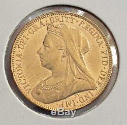1899-M Australia gold Sovereign Queen Victoria Melbourne mint