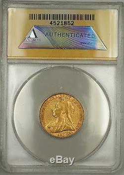 1899-P Australia Sovereign Gold Coin ANACS AU-53 Quite Scarce