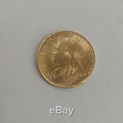 1899-P Gold Sovereign Old Head UNC & Low Mintage Free Shipping
