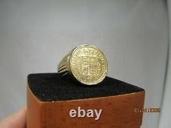 18 K Gold 1877 AUSTRALIAN Coin Ring 24 K Gold Coin Size 11.75