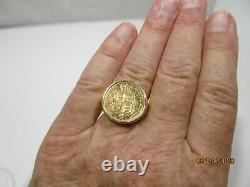 18 K Gold 1877 AUSTRALIAN Coin Ring 24 K Gold Coin Size 11.75