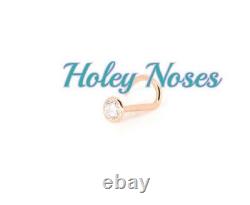 18ct Rose gold 0.05ct Diamond Nose Stud Ring Pin Bone body jewellery coneset