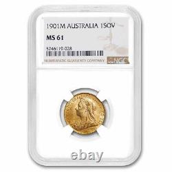 1901-M Australia Gold Sovereign Veil Head Victoria MS-61 NGC SKU#255923
