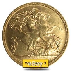 1902-1910-S Australia Gold Half Sovereign Edward VII Avg Circ