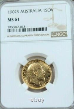 1902 Australia Gold 1 Sovereign Edward VII Ngc Ms 61 Beautiful Better Date