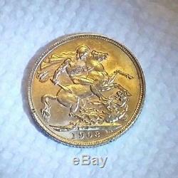 1903 King Edward VII / St. George Slaying Dragon Gold Sovereign VF